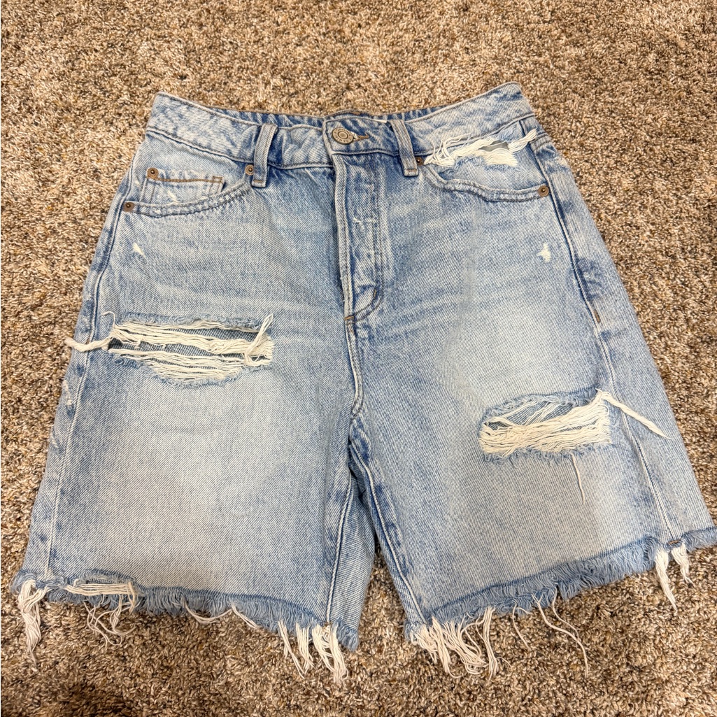 Garage Light Blue Garage Distressed Denim Shorts